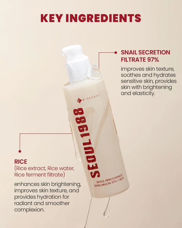 KSecret Seoul1988 Essence : Snail Mucin 97% + Rice 100ml