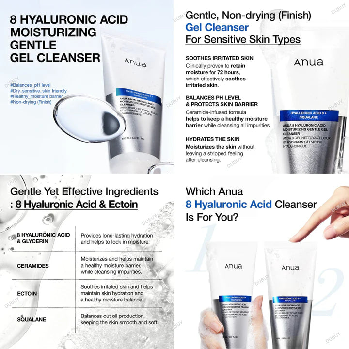 Anua 8 Hyaluronic Acid Moisturizing Gentle Gel Cleanser 150ml
