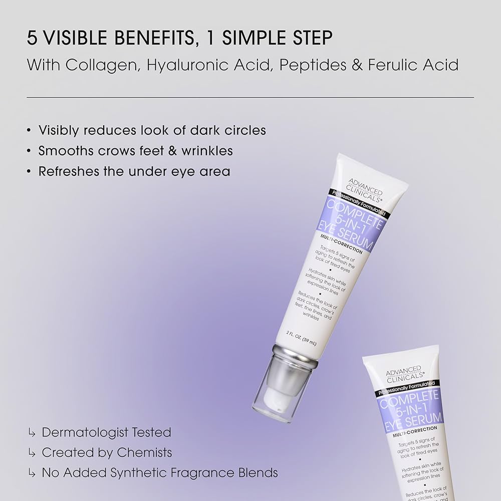 Advanced Clinicals, Complete 5-in-1 Eye Serum, Multi-Correction, 2 fl oz (59 ml)