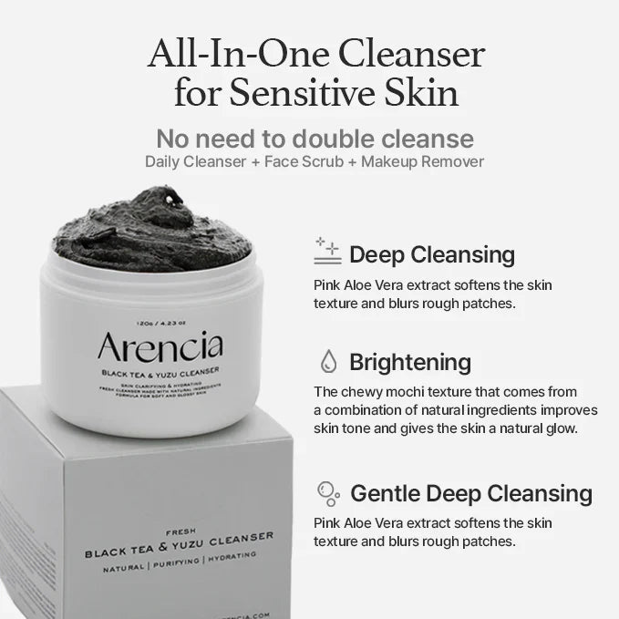 Arencia Black Tea & Yuzu mochi Cleanser 120g