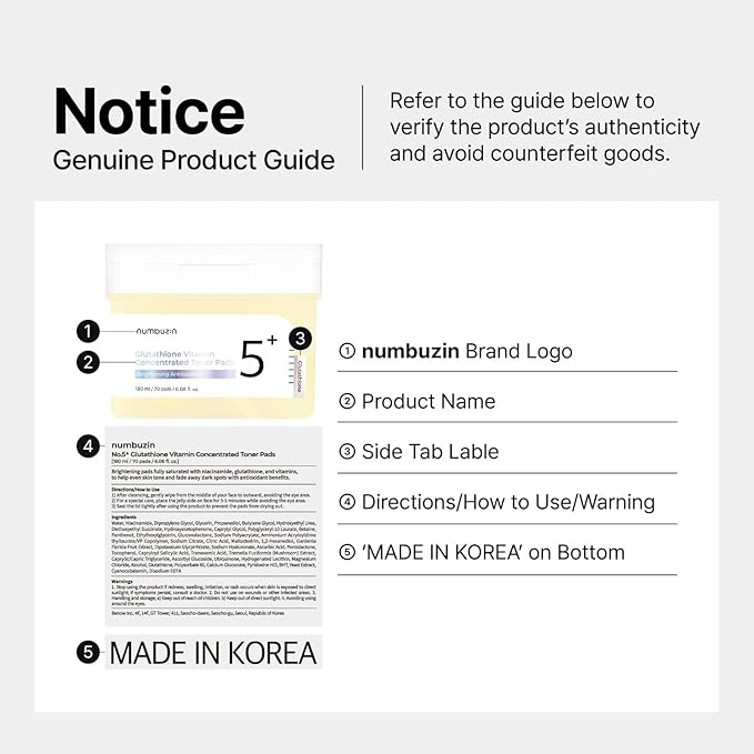Numbuzin No.5 Vitamin Niacinamide Concentrated Toner Pad