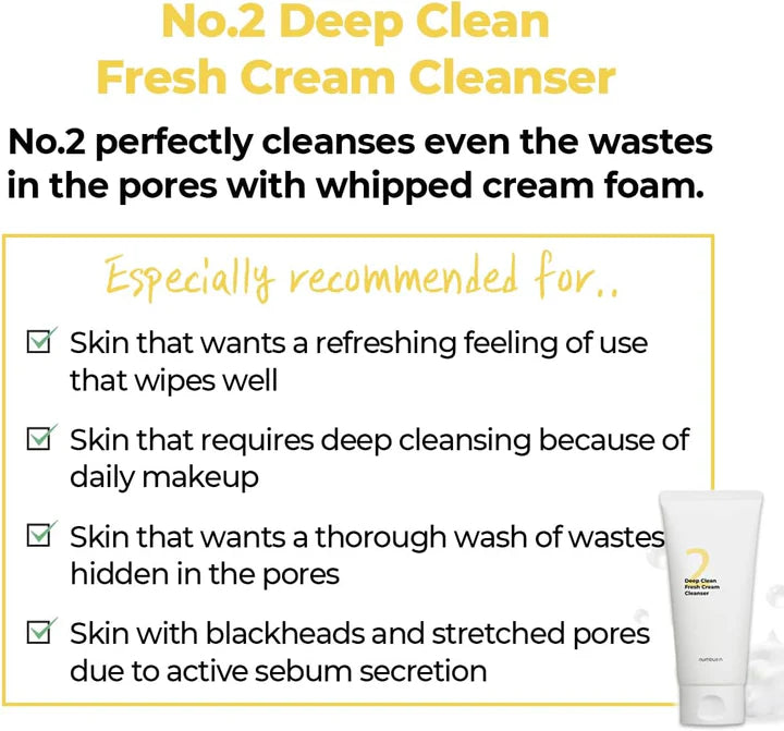 Numbuzin - No. 2 Deep Clean Fresh Cream Cleanser 120ml